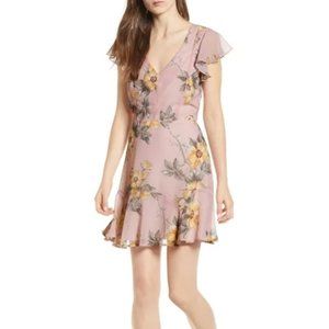 NWT Row A Floral Flutter Sleeve Dress (Size S)
